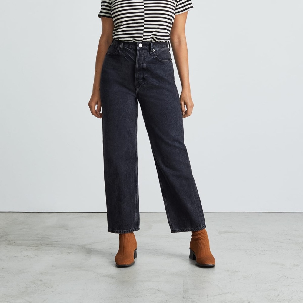 NWT Everlane Rigid Way High Jean in Worn-In Black (Long)
